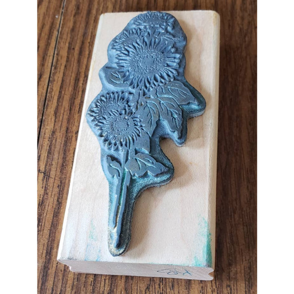 Stampendous Fun Stamps Sunflower Stalk Flowers Wood Mounted Rubber Stamp N27 - Picture 4 of 8